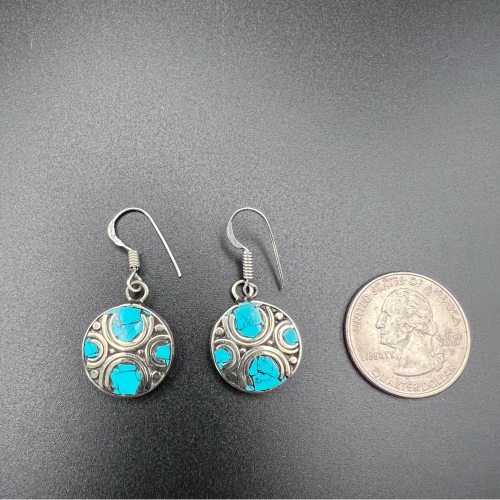 Tibetan Silver Turquoise Earrings